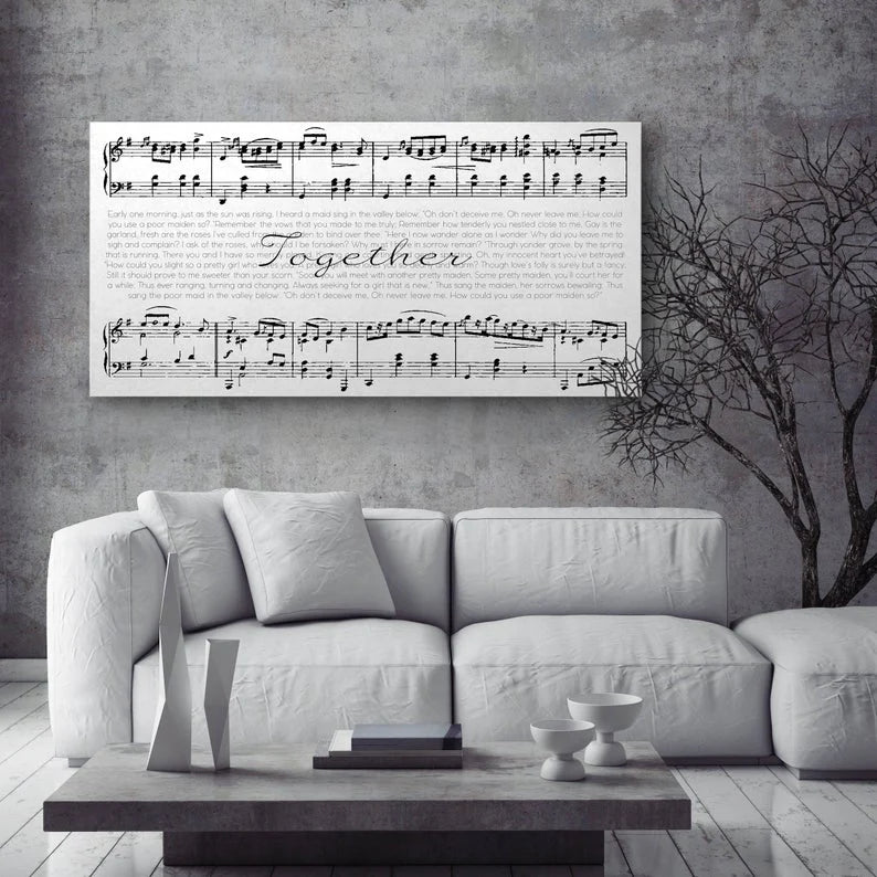 Framed Sheet Music and Song Lyrics Second Anniversary Gift